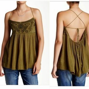 Free People Olive Babydoll Top Size S